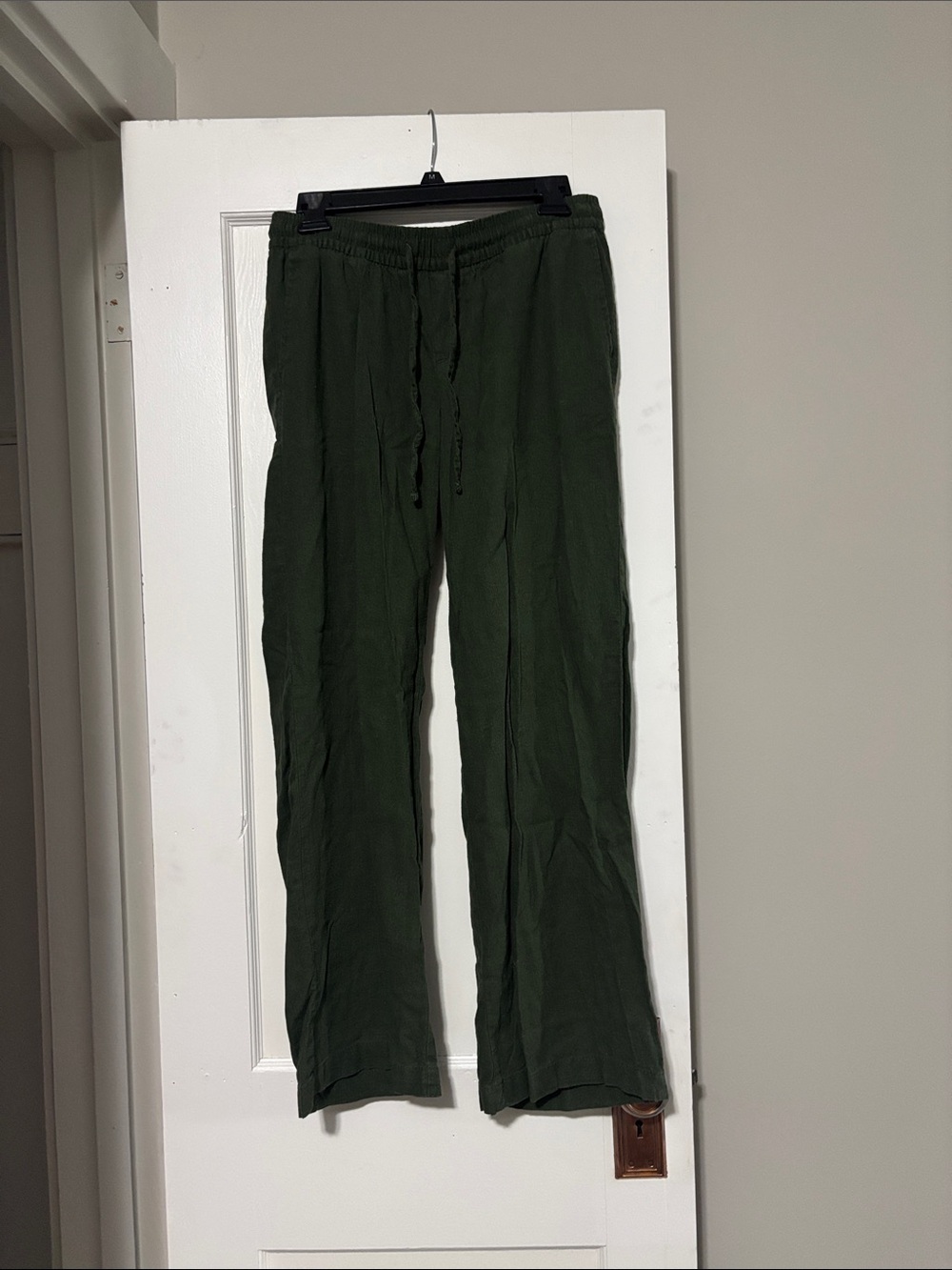 Women’s Olive Drawstring Linen Pants